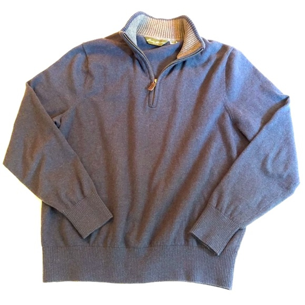 Eddie Bauer Cashmere & Cotton Blend Zip Neck Sweater